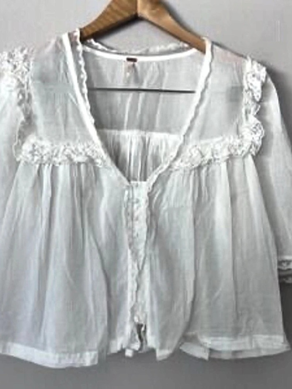 Free People Sun Drenched Lace Trim Crop Top White